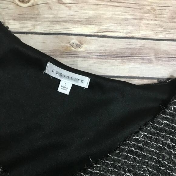Socialite Womens Dress Size Large Tweedy Pullover Charcoal Gray Sparkly NEW - Picture 3 of 4